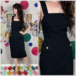 Vintage 1990s Black Rib Sleeveless Sheath Dress
